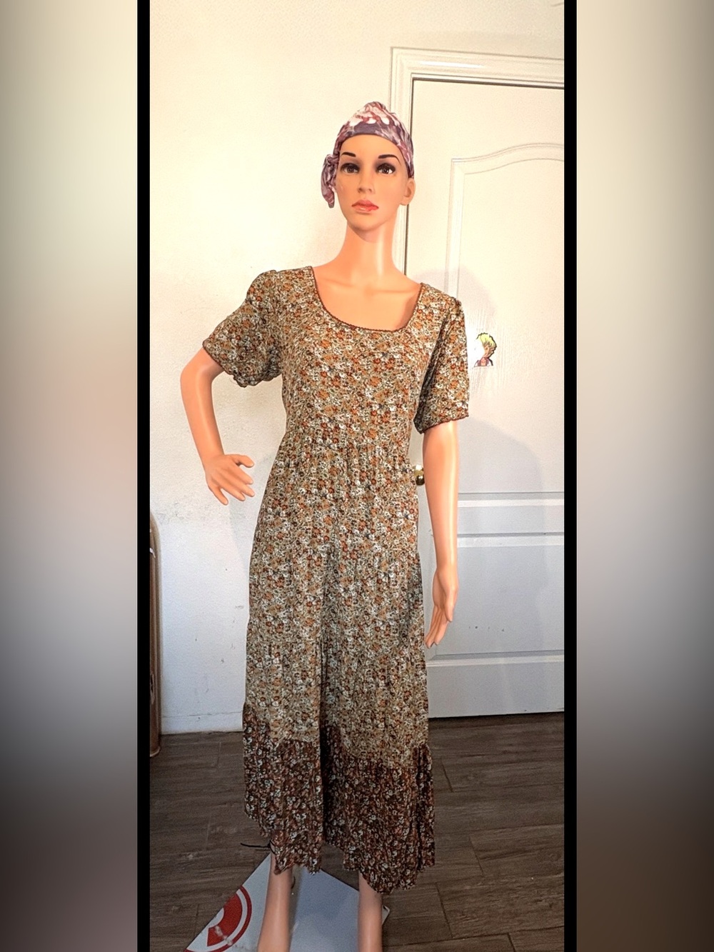 NATURAL LIFE Floral Maxi Dress in Rust, Cream, and Olive